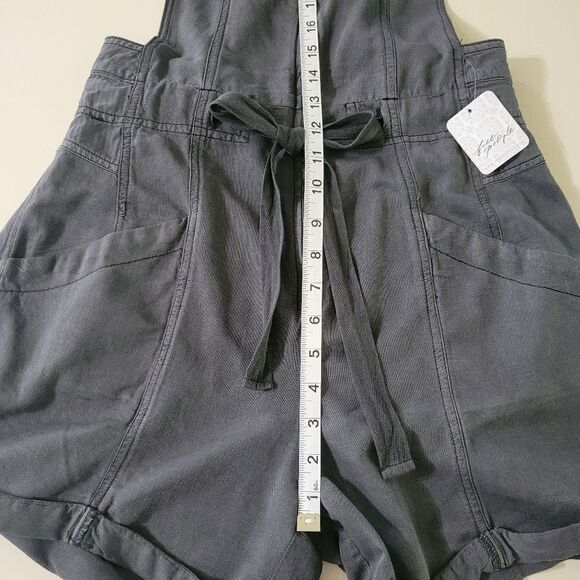 Free People Black Gray Overall Shortalls - Picture 9 of 16